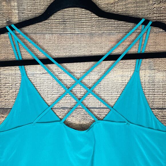 Rory Beca 100% Silk Turquoise Blue Double Cross Straps Tank Top Size Small NWT - Picture 7 of 8
